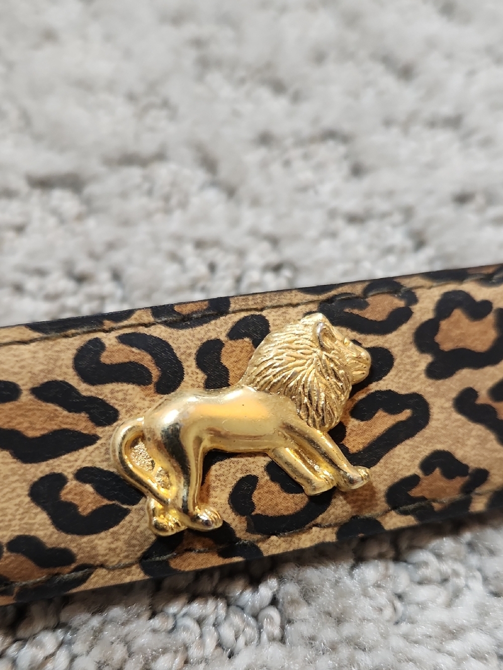 Vintage Leopard Print Women's Belt with Gold Buckle & Golden Lions Size M/L - Picture 5 of 11